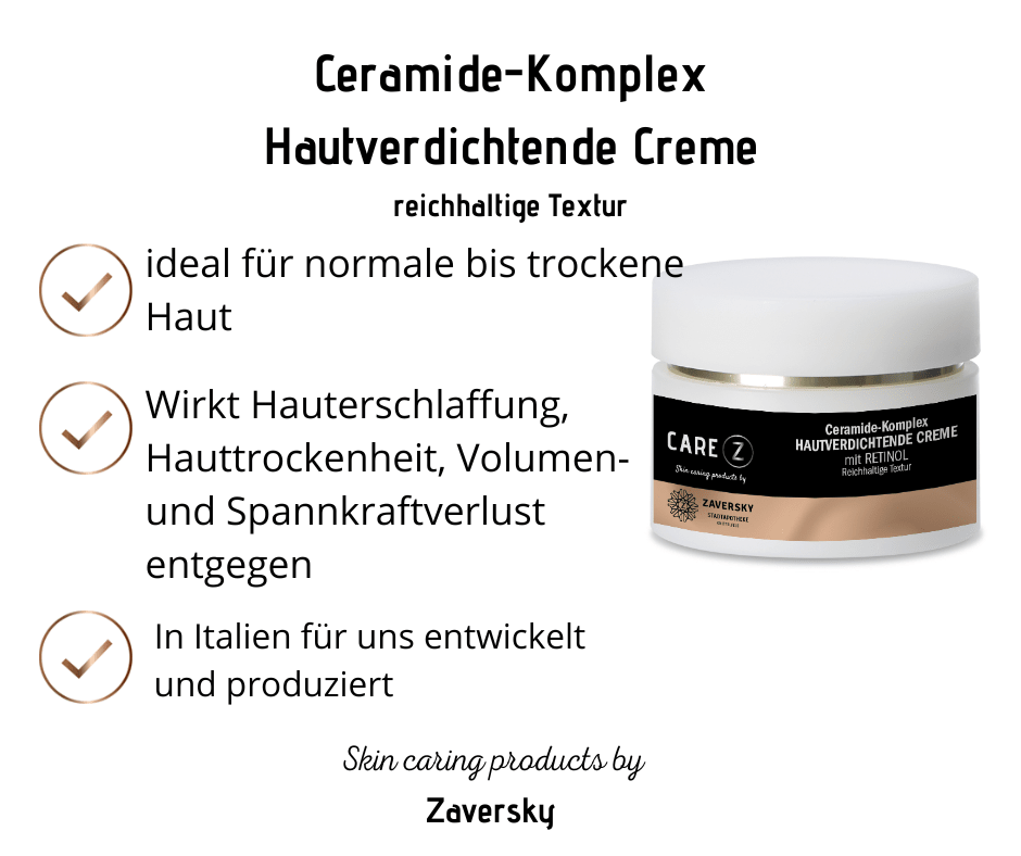 Ceramide - Komplex Hautverdichtende Creme mit Retinol - reichhaltige Textur CareZ - Kosmetika - Apotheke Zaversky