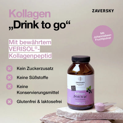 Kollagen "Drink to Go" mit Johannisbeerfruchtpulver bei Apotheke Zaversky