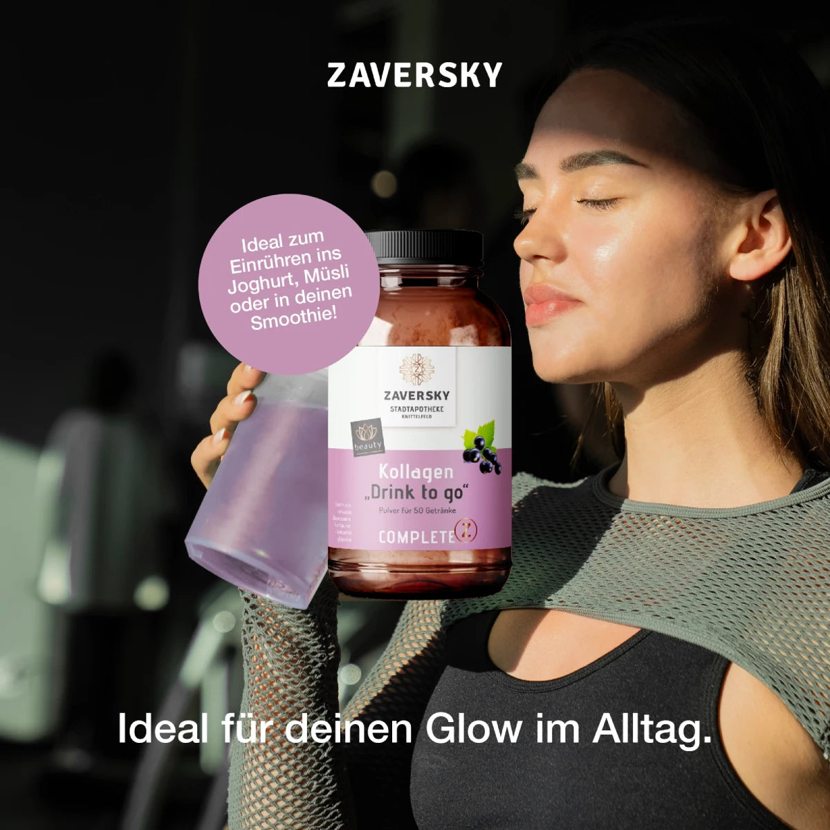 Kollagen "Drink to Go" mit Johannisbeerfruchtpulver - Gratis Produkt bei Apotheke Zaversky