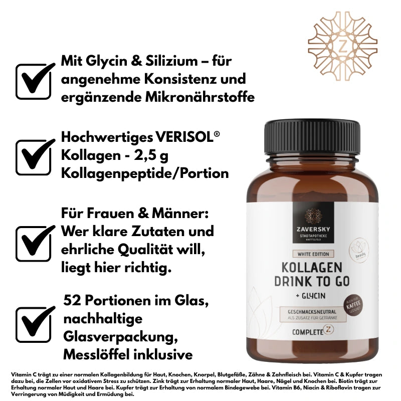 Kollagen Drink to Go "White Edition" (52 Portionen, geschmacksneutral) bei Apotheke Zaversky