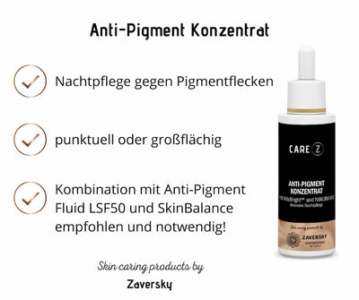 Care Z Anti-Pigment Konzentrat mit VitisBright und Niacinamid in schwarzer Pipettenflasche, Nachtpflege gegen Pigmentflecken von Zaversky