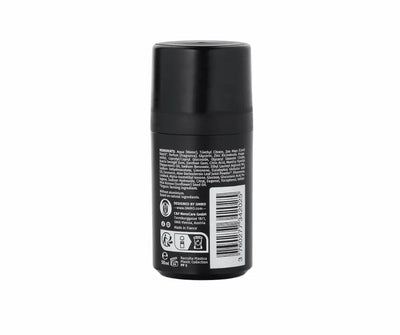 Schwarzes Deodorant Roll-on von OMRO, 50 ml, Rückansicht mit Inhaltsstoffen, Barcode und Herstellerangaben.