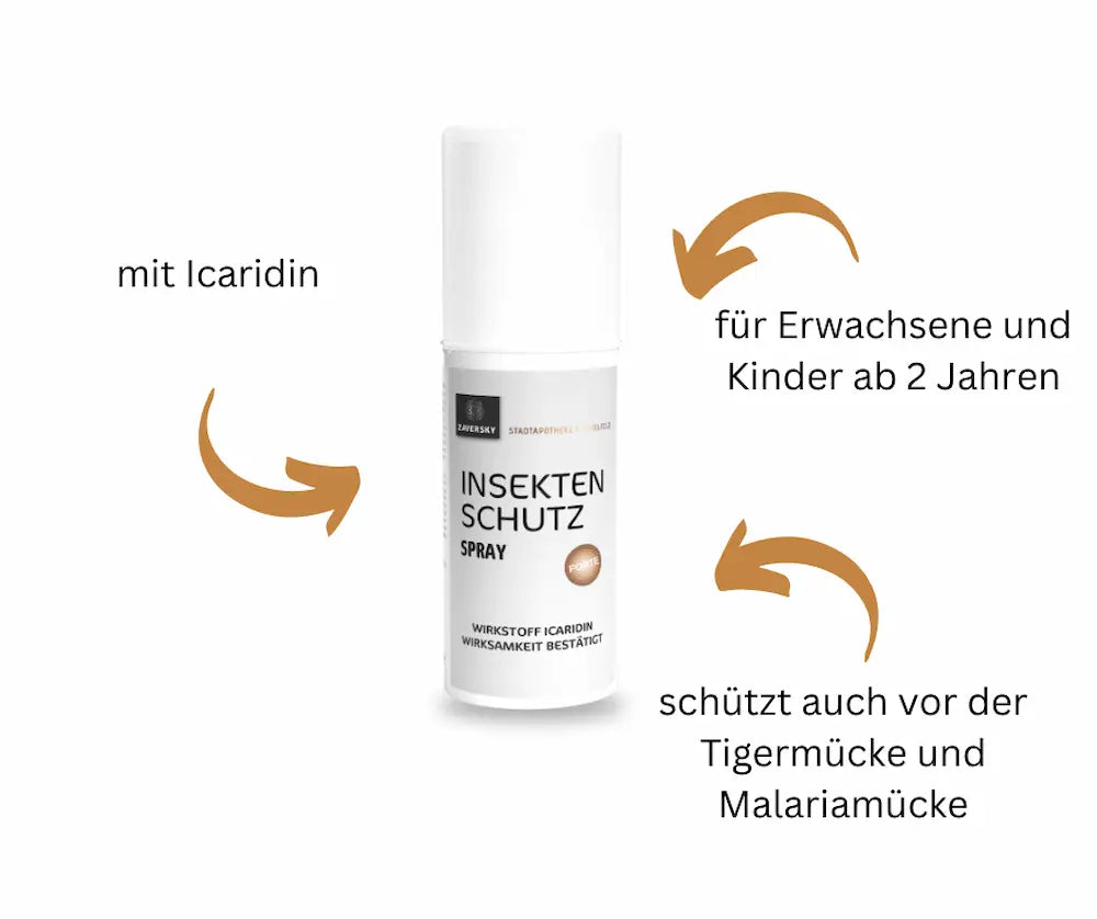 Insektenschutz Spray Forte der Stadtapotheke Zaversky mit Icaridin, für Erwachsene und Kinder ab 2 Jahren, schützt vor Tigermücke und Malariamücke