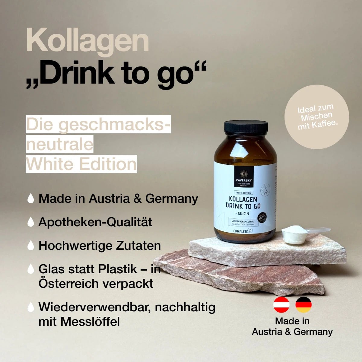 Kollagen Drink to Go "White Edition" (52 Portionen, geschmacksneutral) - Nahrungsergänzung - Apotheke Zaversky