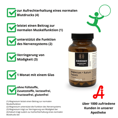 Magnesium+Kalium - Nahrungsergänzung - Apotheke Zaversky