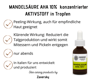 MANDELSÄURE AHA 10% konzentrierter AKTIVSTOFF in Tropfen CareZ - Kosmetika - Apotheke Zaversky