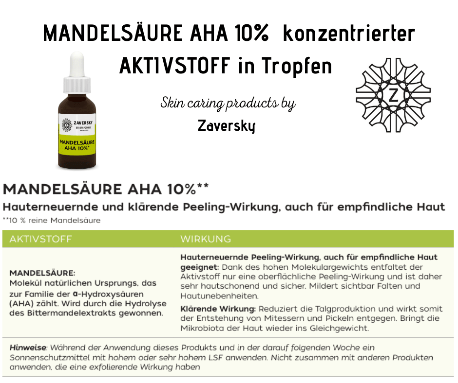MANDELSÄURE AHA 10% konzentrierter AKTIVSTOFF in Tropfen CareZ - Kosmetika - Apotheke Zaversky