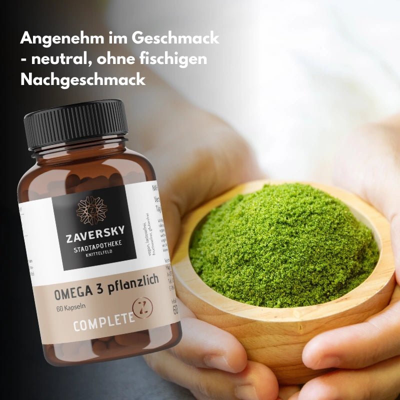 Omega‑3 Kapseln pflanzlich - Veganes Algenöl mit DHA & EPA - Nahrungsergänzung - Apotheke Zaversky