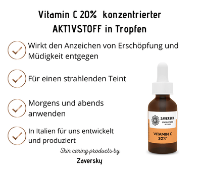 Vitamin C 20% konzentrierter AKTIVSTOFF in Tropfen CareZ - Kosmetika - Apotheke Zaversky
