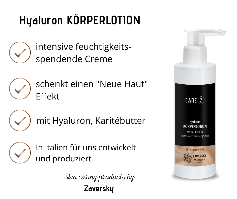 Hyaluron KÖRPERLOTION mit Lactobion - Hauterneuernd, Reichhaltige Textur CareZ bei Apotheke Zaversky