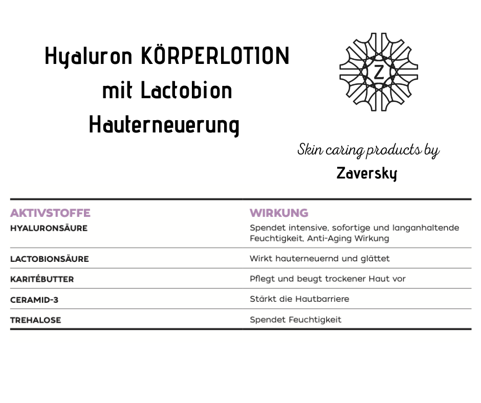 Hyaluron KÖRPERLOTION mit Lactobion - Hauterneuernd, Reichhaltige Textur CareZ bei Apotheke Zaversky