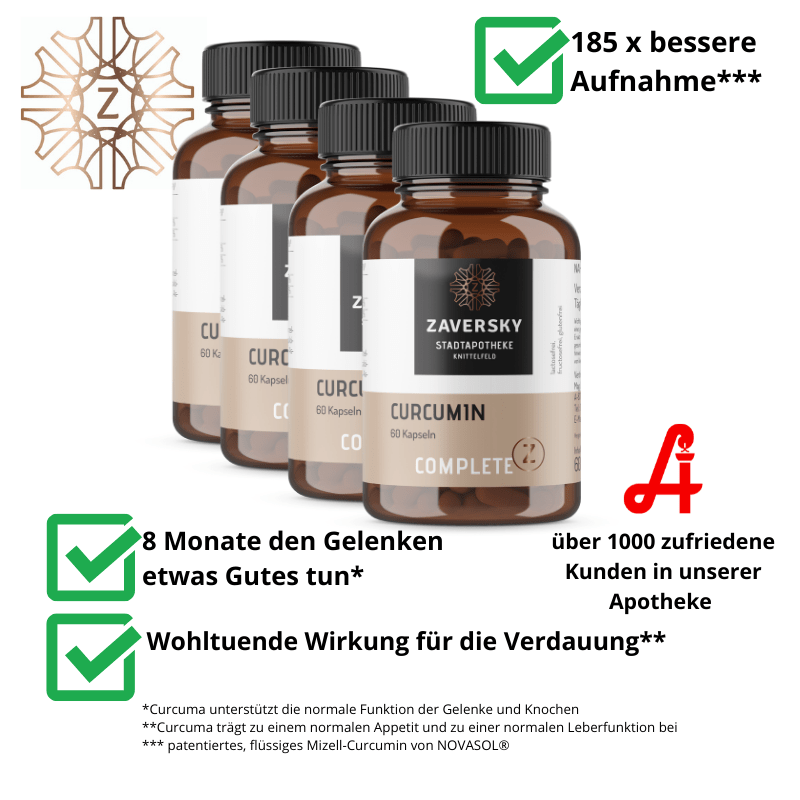 Curcumin - 4 Packungen - Nahrungsergänzung - Apotheke Zaversky